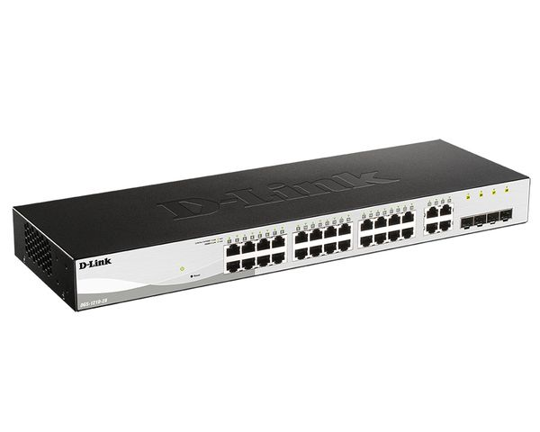 D-Link Управляемый L2 коммутатор, 24x1000Base-T, 4xCombo 1000Base-T/SFP, защита от статического электричества до 6 кВ, CLI