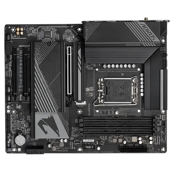 GIGABYTE B760 AORUS ELITE AX, LGA1700, B760, 4*DDR5, 4*SATA, 3*M.2, 5*USB 3.2, 4*USB 2.0, Type-C, 3*PCIx16, HDMI+DP, ATX