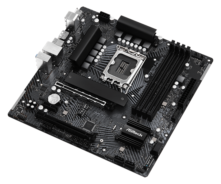 ASROCK B760M PG LIGHTNING/D4, LGA1700, B760, 4*DDR4, 4*SATA, 3*M.2, 3*USB 3.2, 2*USB 2.0, Type-C, 2*PCIx16, 1*M.2 (Key E), HDMI+DP, mATX