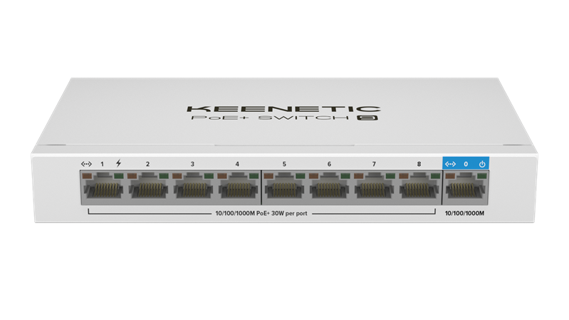 Keenetic PoE+ Switch 9 (KN-4710), (L2) 9x1Гбит/с 8PoE+ 120W Коммутатор неуправляемый