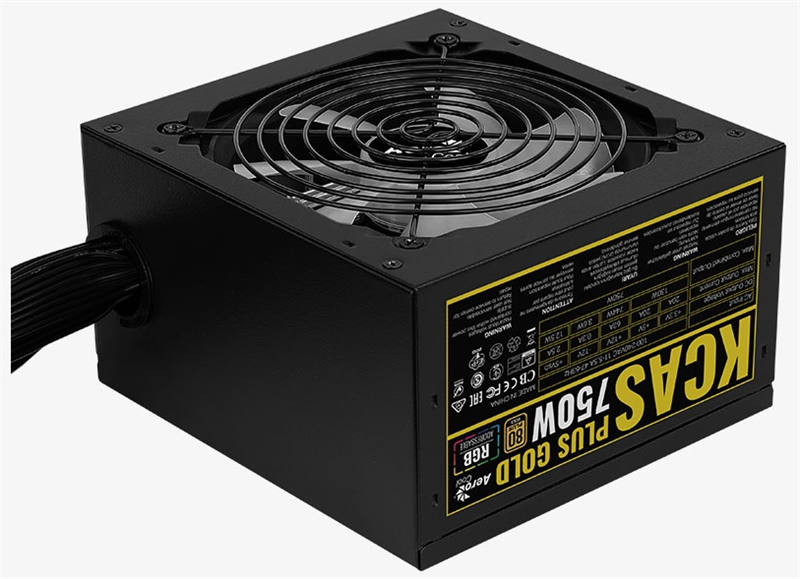 Aerocool KCAS PLUS GOLD 750W <750W, ATX v2.4, APFC, Fan ARGB 12cm, 80+ Gold, Retail>