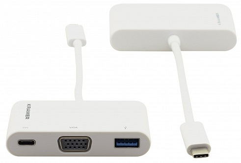 Kramer ADC-U31C/M1 Переходник USB 3.1 тип C вилка на VGA розетку, USB 3.0 розетку и розетку USB 3.1 Type-C для зарядки мобильных устройств