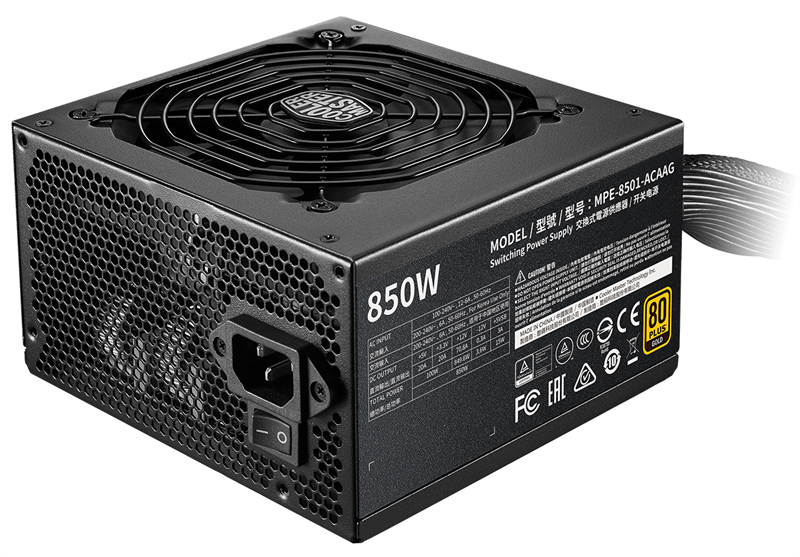 Cooler Master MWE Gold 850 V2, 850W, ATX, 120mm, 24pin, 12xSATA, 4xPCI-E(6+2), APFC, 80+ Gold