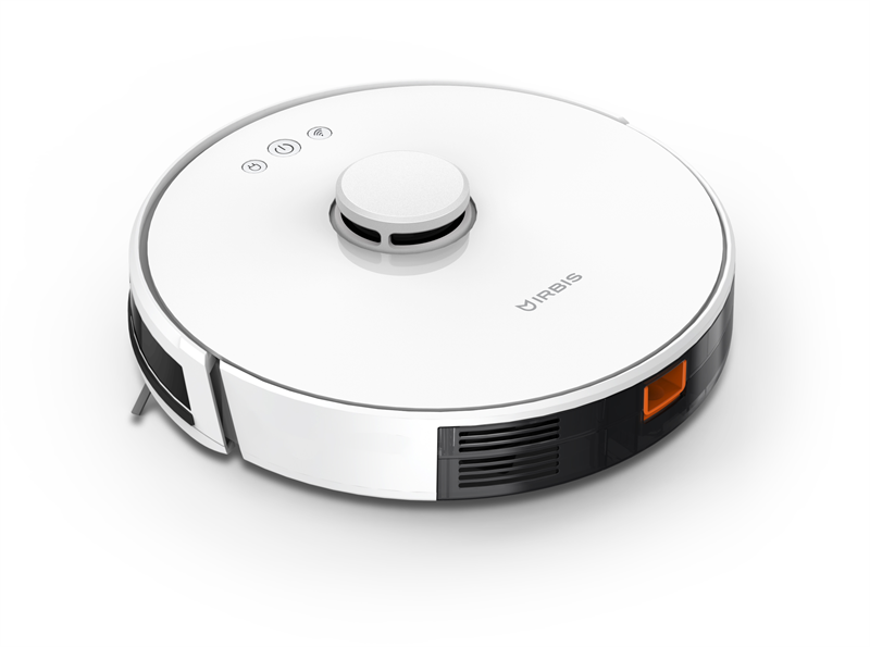 Robot vacuum IRBIS Peach 0421,3000 mAh,28W,3000Pa, Hyrpscope,White, charging stat, power adapter, roller brush & cloth for wet, water tank, dust collector, brushes 2, HEPA filter 2, cleaning brush