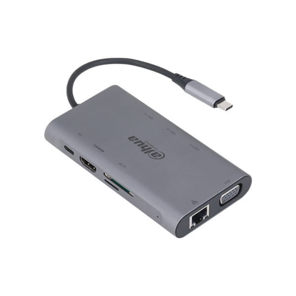 DAHUA Док станция 9 in 1 USB 3.1 Type-C to USB 3.0 + HDMI + RJ45 + VGA + SD/TF +PD Docking Station