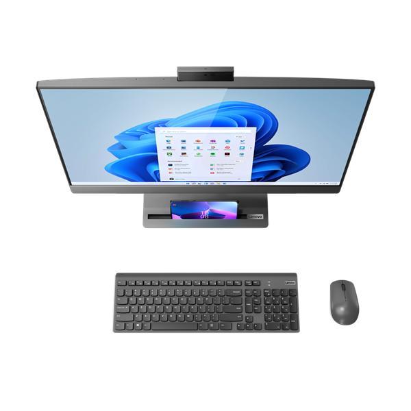 Lenovo IdeaCentre AIO 5 27IAH7 27" QHD (2560x1440) IPS 350N, i5-13500H, 2x8GB SO-DIMM DDR5 5200, 512GB SSD M.2, Iris Xe, WiFi6, BT, 5.0MP+IR Cam, Wireless KB&Mouse, Win 11 Pro, Storm Grey, 1Y