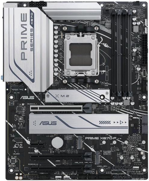 ASUS PRIME X670-P-CSM, AM5, X670, 4*DDR5, 6*SATA, 3*M.2, 7*USB 3.2, 2*USB 2.0, Type-C, 4*PCIx16, 1*PCIx1, DP+HDMI, ATX