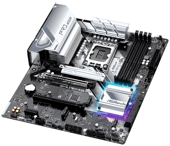 ASROCK Z790 PRO RS/D4, LGA1700, Z790, 4*DDR4, 8*SATA, 4*M.2, 3*USB 3.2, 4*USB 2.0, Type-C, 2*PCIx16, 2*PCIx1, 1*M.2 (Key E), HDMI+DP, ATX