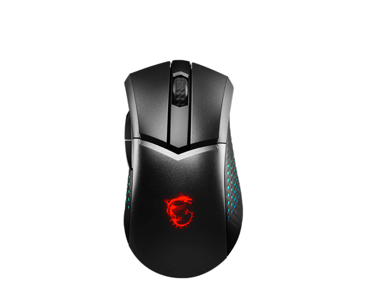Gaming Mouse MSI Clutch GM51 Lightweight, Wireless, DPI 6400 (max. 26000 by software), 3 Zone RGB lighting, Right handed, 85g, 550 mAH battery, charging dock & dongle, Black