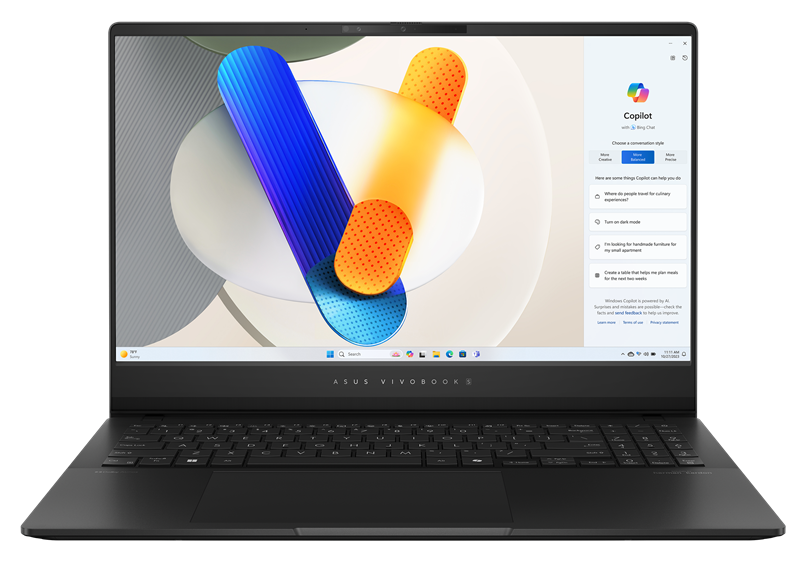 ASUS Vivobook S 15 OLED S5506MA-MA070W Intel Core Ultra 9 185H/LPDDR5X 16GB/1TB SSD/15.6" 3К (2880 x 1620) OLED 120Hz/WIN11 HOME Rus/1.3Kg/Neutral Black/RU_EN_KEYBOARD