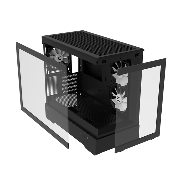 ZALMAN P30, MATX, BLACK, WINDOW, 2x3.5", 3x2.5", 1xUSB TYPE-C, 1xUSB3.0, SIDE 2x120mm ARGB, REAR 1x120mm ARGB