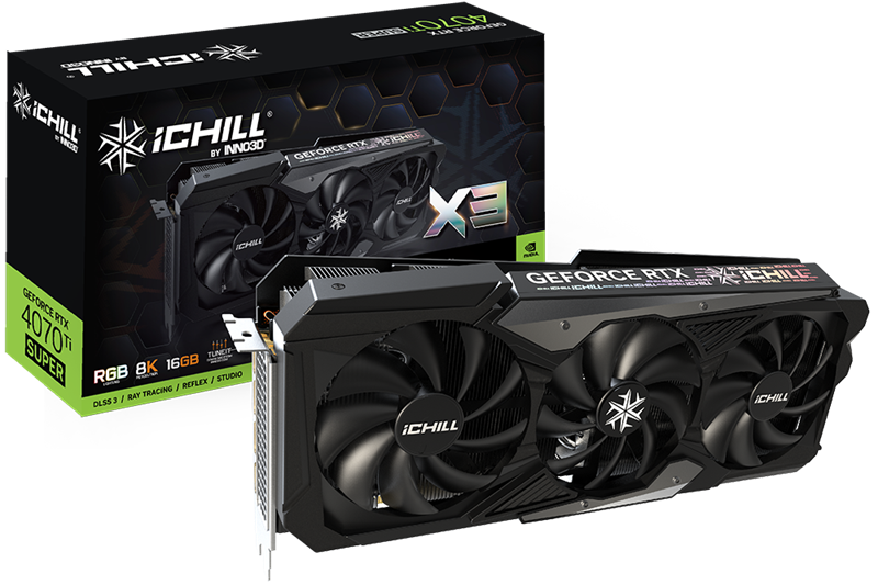 INNO3D RTX 4070 Ti Super iChill X3//RTX4070 Ti Super, DP*3,HDMI,16G,D6X