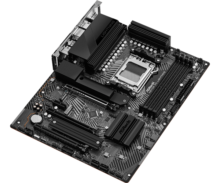 ASROCK X670E PG LIGHTNING, AM5, X670, 4*DDR5, 4*SATA, 4*M.2, 7*USB 3.2, 4*USB 2.0, Type-C, 3*PCIx16, 1*PCIx1, 1*M.2 (Key E), HDMI+DP, ATX
