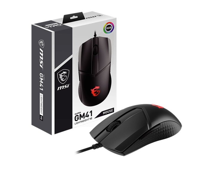 Gaming Mouse MSI Clutch GM41 Lightweight V2, Wired, 65g, DPI 16000, Symmetrical design, black
