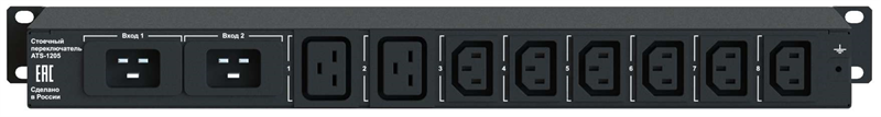 ELEMY ATS, 1U, 230V, 16А, in (2) C20, out (2) C19 (6) C13, Ethernet, защита от КЗ, плавный пуск