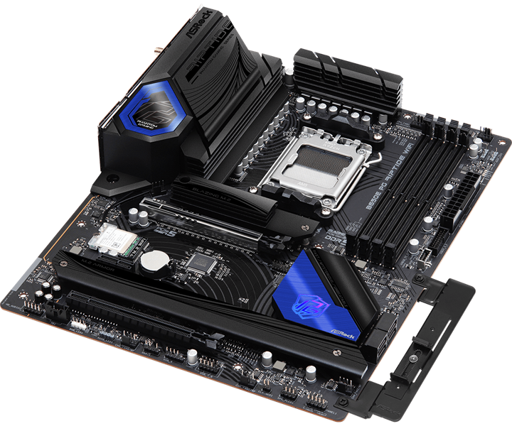 ASROCK B650E PG RIPTIDE WIFI, AM5, B650, 4*DDR5, 4*SATA, 3*M.2, 3*USB 3.2, 6*USB 2.0, Type-C, 2*PCIx16, 1*PCIx1, 1*M.2 (Key E), HDMI+DP, ATX