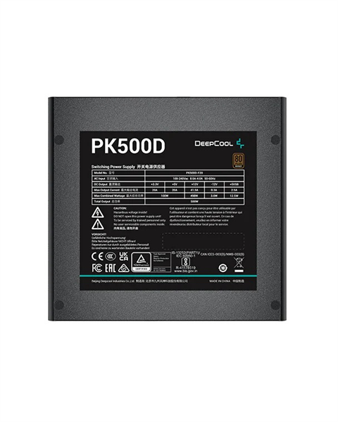 Deepcool PK500D (ATX 2.4, 500W, PWM 120mm fan, Active PFC+DC to DC, 80+ BRONZE) RET