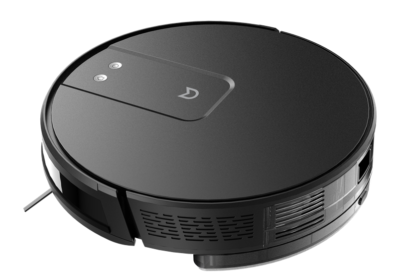 Robot vacuum IRBIS Peach 0121,2500 mAh,28W,2000Pa, Hyroscope, Black, charging stat, remote, roller brush & cloth for wet, 2 in 1 water tank & dust collector, brushes 2, HEPA filter 2, cleaning brush