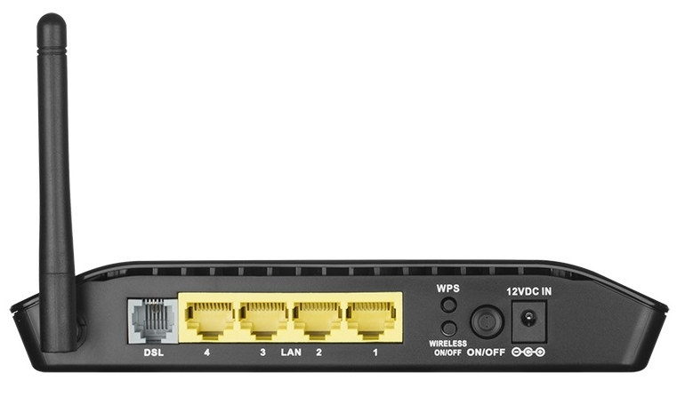 D-Link Беспроводной маршрутизатор N150 ADSL2+, 2,4 ГГц, 4x100Base-TX LAN, 1xDSL, Annex B, 1 внешняя несъемная антенна 2 дБи, поддержка Ethernet WAN