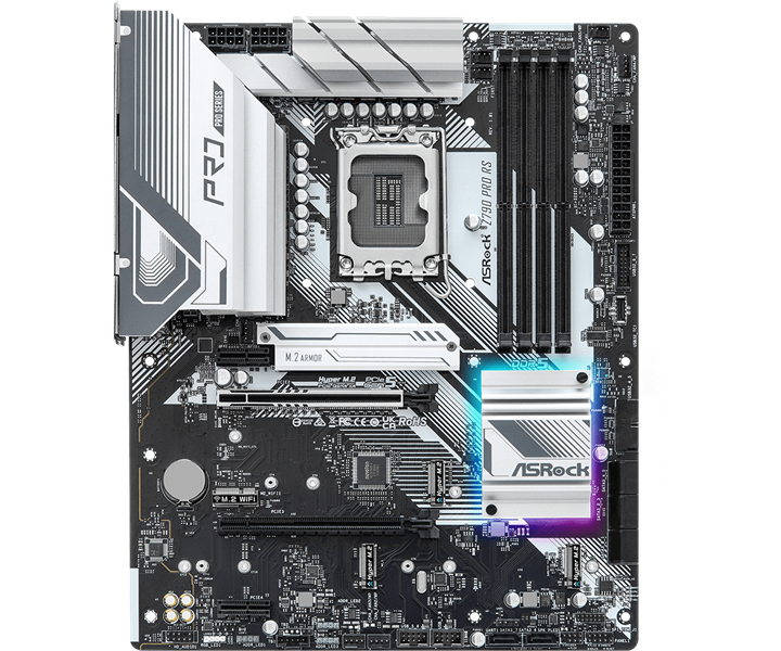 ASROCK Z790 PRO RS, LGA1700, Z790, 4*DDR5, 8*SATA, 4*M.2, 3*USB 3.2, 4*USB 2.0, Type-C, 2*PCIx16, 2*PCIx1, 1*M.2 (Key E), HDMI+DP, ATX