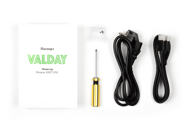 Valday 27" AM27AXC (IPS; 16:9; 350cd; 1000:1; 4ms; 3840x2160x75Hz; 178/178; HDMI, DP; USB; Audio out; Tilt; Swiv; HAS; Pivot; Spk; Black (РФ)