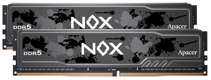 Apacer DDR5 32GB 6000MHz DIMM NOX Black Gaming Memory (PC5-48000) CL40 1.35V (Retail) 2048*8 Kit (2x16GB) Heat Sink (Retail) 3 years (AH5U32G60C512MBAA-2)