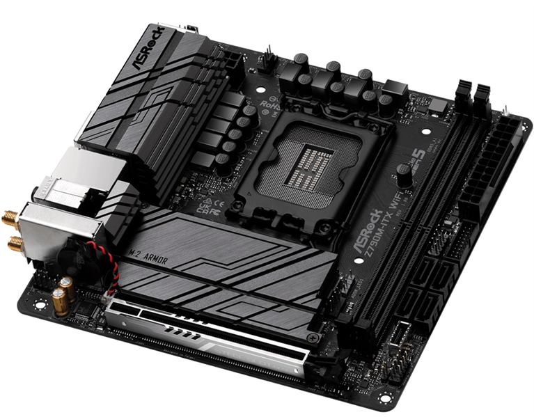 ASROCK Z790M-ITX WIFI, LGA1700, Z790, 2*DDR5, 4*SATA, 2*M.2, 4*USB 3.2, 1*USB 2.0, Type-C, 1*PCIx16, 1*M.2 (Key E), HDMI+DP, mITX