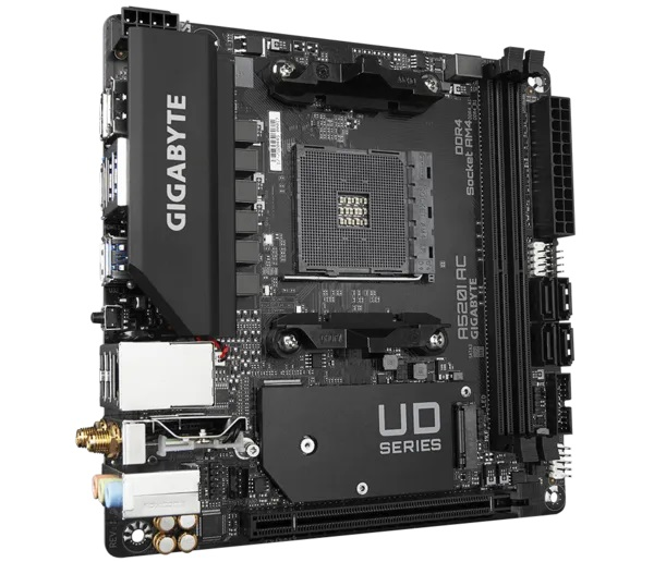 GIGABYTE A520I AC, AM4, A520, 2*DDR4, 4*SATA, 1*M.2, 4*USB 3.2, 2*USB 2.0, 1*PCIx16, DP+2*HDMI, mITX