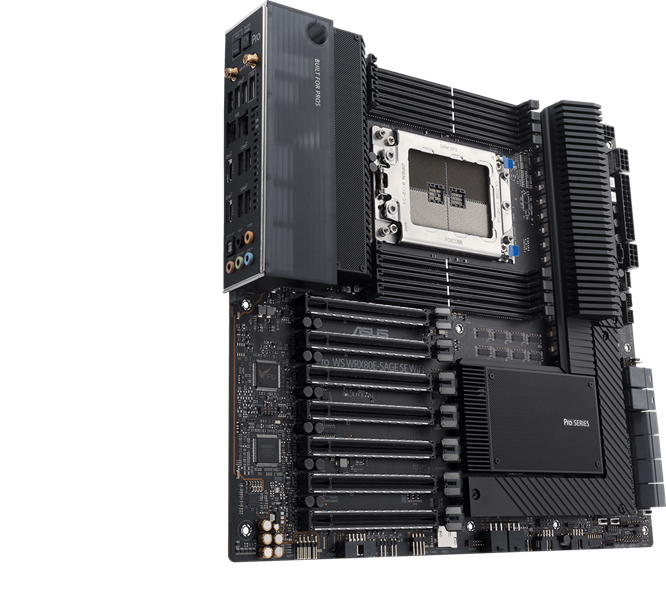 ASUS PRO PRO WS WRX80E-SAGE SE WIFI, AMD WRX80, 8*DDR4, 8*SATA, 3*M.2, 9*USB 3.2, Type-C, 7*PCIx16, EATX; 90MB1590-M0EAY0
