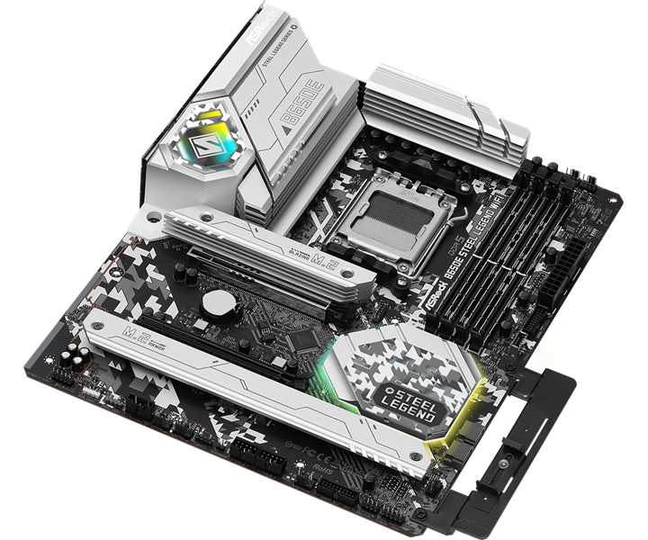ASROCK B650E STEEL LEGEND WIFI, AM5, B650, 4*DDR5, 2*SATA, 3*M.2, 5*USB 3.2, 2*USB 2.0, Type-C, 2*PCIx16, 1*M.2 (Key E), HDMI+DP, ATX
