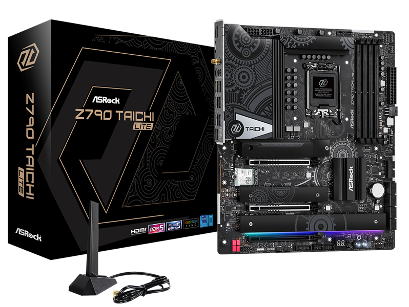 ASROCK Z790 TAICHI LITE, LGA1700, Z790, 4*DDR5, 8*SATA, 6*M.2, 12*USB 3.2, 6*USB 2.0, Type-C, 2*PCIx16, 1*PCIx1, 1*M.2 (Key E), ATX