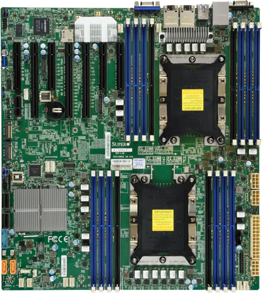 Supermicro Motherboard 2xCPU X11DPH-I 2nd Gen Xeon Scalable 205W/16xDIMM/10xSATA3/C612 RAID0/1/5/10/2x1GbE/3xPCIex16,4xPCIex8/2xM.2/12" x 13"(Bulk)