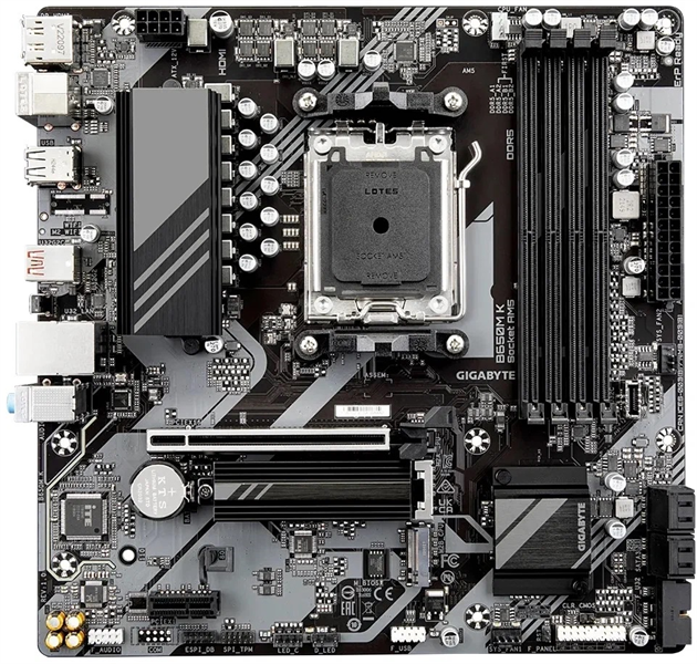 GIGABYTE B650M K, AM5, B650, 4*DDR5, 4*SATA, 2*M.2, 3*USB 3.2, 4*USB 2.0, Type-C, 1*PCIx16, 1*PCIx1, DP+HDMI, mATX