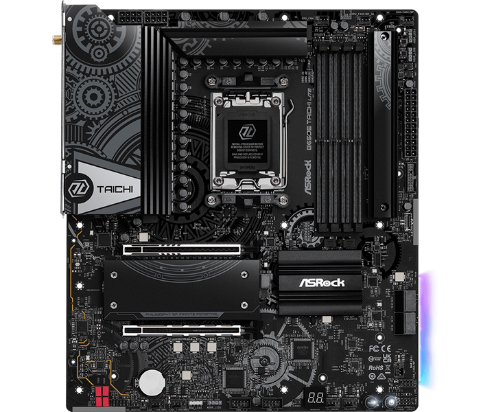 ASROCK B650E TAICHI LITE, AM5, B650, 4*DDR5, 4*SATA, 3*M.2, 11*USB 3.2, Type-C,1*PCIx16, 1*PCIx1, 1*M.2 (Key E), HDMI, ATX