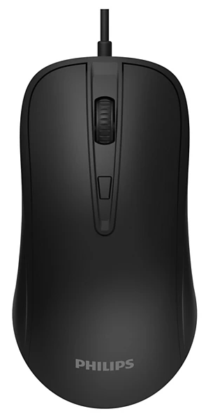 Philips Проводная Мышь SPK7214, 4 кноп., USB 2.0, 800-1600dpi, Чёрный