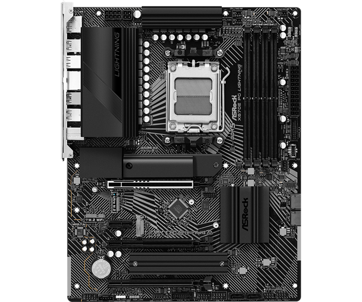 ASROCK X670E PG LIGHTNING, AM5, X670, 4*DDR5, 4*SATA, 4*M.2, 7*USB 3.2, 4*USB 2.0, Type-C, 3*PCIx16, 1*PCIx1, 1*M.2 (Key E), HDMI+DP, ATX