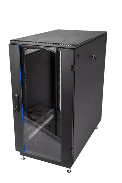 ЦМО Шкаф телекоммуникационный напольный 22U (600x1000) дверь стекло, цвет чёрный