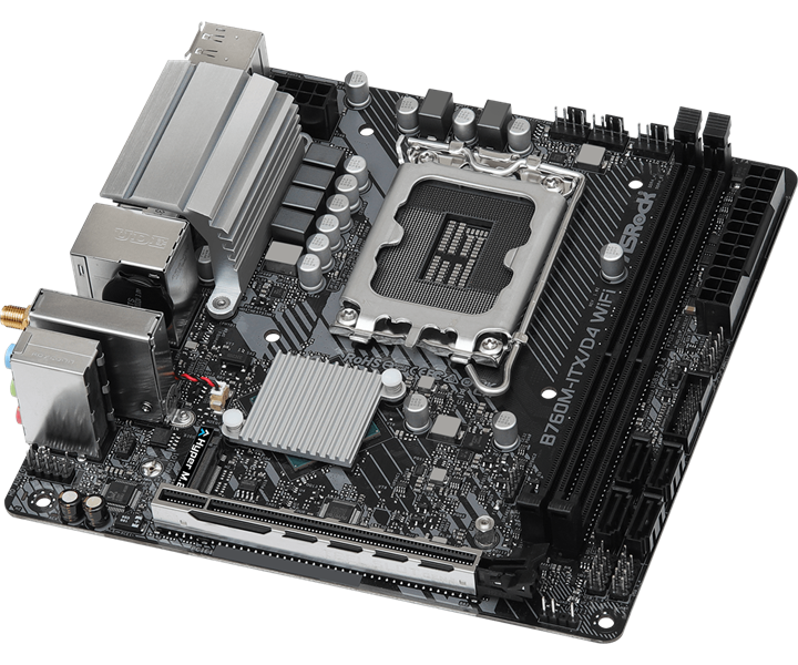 ASROCK B760M-ITX/D4 WIFI, LGA1700, B760, 2*DDR4, 4*SATA, 1*M.2, 2*USB 3.2, 2*USB 2.0, Type-C, 1*PCIx16, 1*M.2 (Key E), HDMI+DP, mITX