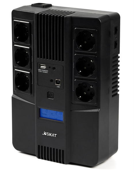 (8935) Бастион SKAT-UPS AI 800ВА/480Вт/line-interactive/АКБ 9Ачx1/ 3xSchuko 3xSchuko/Дисплей/3 л.г.