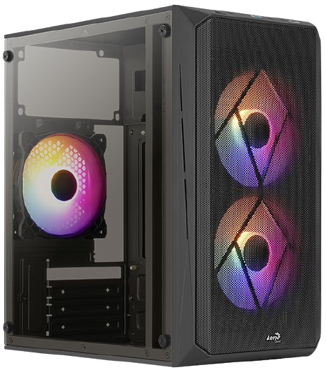 Aerocool Cs-107-A-BK-v2 (mATX, без БП, Window, USB3.0 x1, USB2.0 x1, 12cm FRGB fans x3)